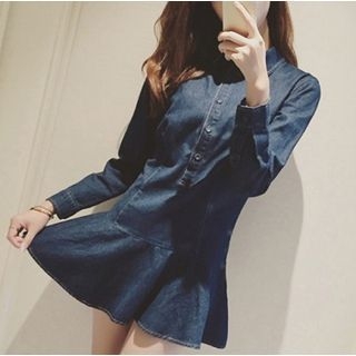 Octavia Long-Sleeve Denim Shirt Dress