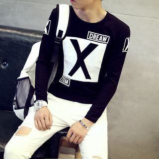 Jazzcool Contrast Letter Long-Sleeve T-shirt
