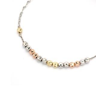 MaBelle 14K Italian Tri-Color Gold Mirrored Beads Link Bracelet (6.5