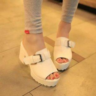 BAYO Platform Block Heel Slide Sandals