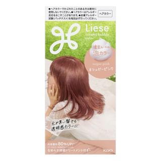 Kao - Liese Creamy Bubble Hair Color For Black Hair Sugar Pink - 115Ml
