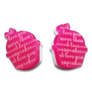 Sweet & Co. I Love Cupcakes Mirror Fuchsia Stud Earrings