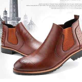 Preppy Boys Genuine-Leather Cutout Studded Ankle Boots