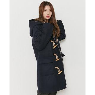 Someday, if Toggle-Button Hooded Wool Blend Coat