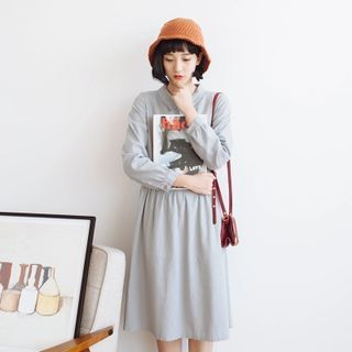 Forest Girl Collared Long-Sleeve Dress