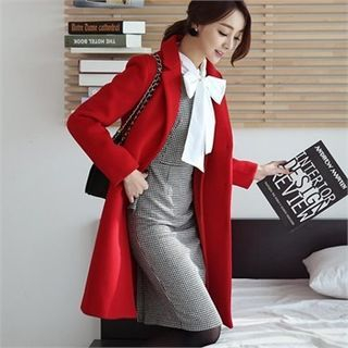 ode' Notched-Lapel Single-Breasted Wool Blend Coat