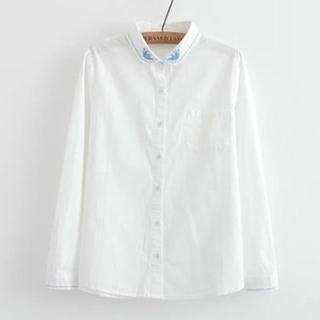 ninna nanna Long-Sleeve Trim-Embroidered Shirt