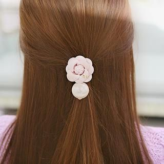 soo n soo Flower Applique & Bead Hair Tie