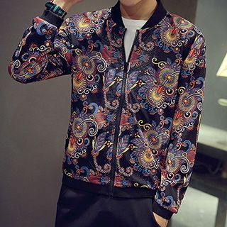 Besto Paisley Printed Baseball Jacket