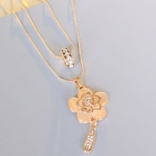 Seoul Young Flora Rhinestone Necklace