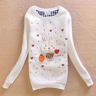 GOGO Girl Rabbit Appliqu  Pullover