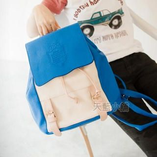Color-Block Buckled Flap Backpack