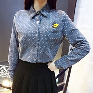 Rocho Dotted Shirt with Leaf Brooch