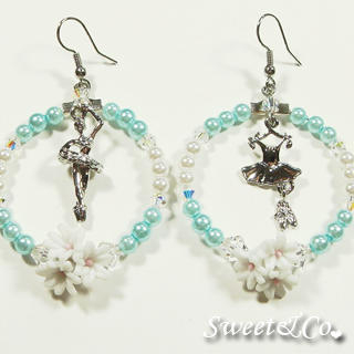 Sweet & Co. Ballerina Blue Pearl Hoop Silver Earrings