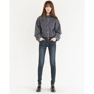 Someday, if Drop-Shoulder Dip-Back Striped Shirt