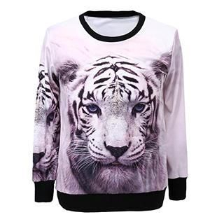 Omifa Tiger-Print Pullover  White - One Size