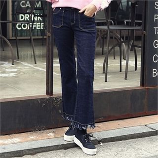 kenzi w Fray-Hem Boot-Cut Jeans