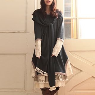 Tanaka Hooded Long-Sleeve Scarf Panel Dress