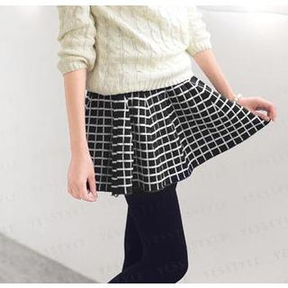 59 Seconds Check A-Line Mini Skirt Black and White - One Size