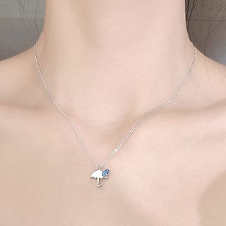 Rhinestone | Umbrella | Sterling | Necklace | Pendant | Silver | Blue | Size | One