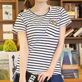 bisubisu Short-Sleeve Striped T-Shirt