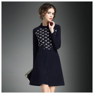 amorAdela Print Mock Neck Long-Sleeve Dress