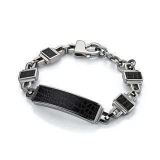 Kenny & co. Black Leather Pattern Bracelet IP Black - One Size
