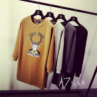 Fairy Essential Deer Print Long Sweatshirt