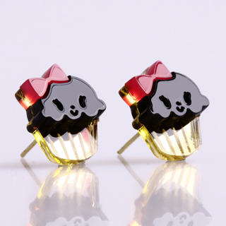 Sweet & Co. Miss Cupcake Black Stud Gold Earrings