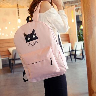 Seok Cat Print Nylon Backpack