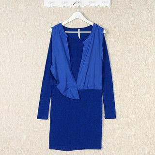 YesStyle Z Mock Two-Piece Knit Dress Blue - One Size
