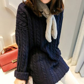Soft Luxe Mock-Neck Cable Knit Sweater