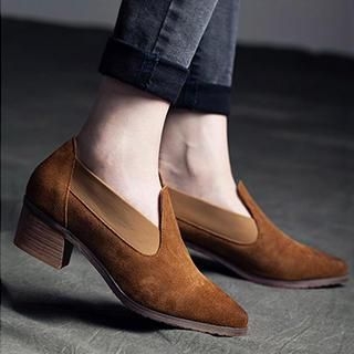 MIAOLV Genuine Leather Block Heel Shoes