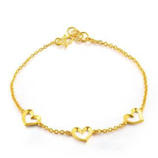 MaBelle 24K Gold Triple Hearts Bracelet (6.5