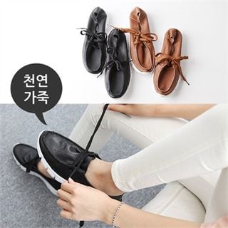Reneve Genuine-Leather Oxford Flats