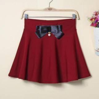 Flore Bow-Accent A-Line Skirt