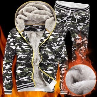 Bay Go Mall Set: Camouflage Hooded Jacket + Sweatpants
