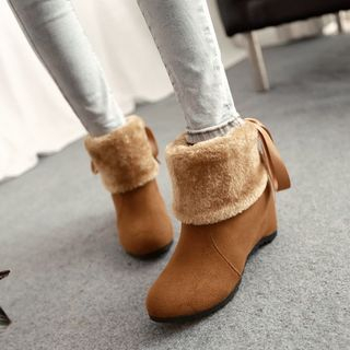 Colorful Shoes Fleece Lined Hidden Wedge Short Boots