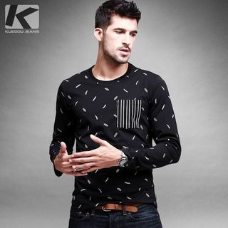 Quincy King Leaf Patterned Long-Sleeve T-shirt