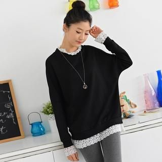 59 Seconds Lace Trim Pullover Black - One Size