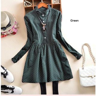 Fashion Street Dotted Long-Sleeve Shirtdress