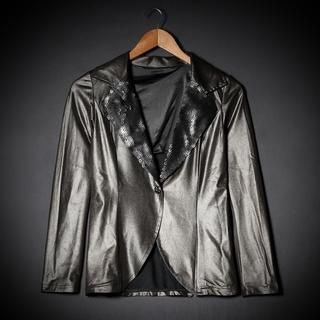 BLISS Fashion Sequined Collar Single-Button Jacket
