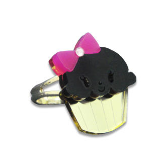 Sweet & Co. Miss Cupcake Black Crystal Gold Ring (S)