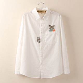 Tangi Long-Sleeve Fox Embroidered Shirt