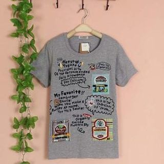 Cute Colors Short-Sleeve Lettering & Applique T-Shirt