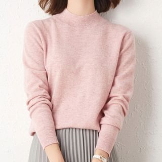 Mock Neck Plain Sweater