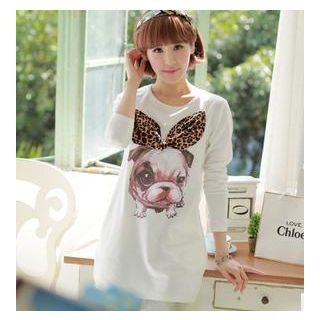 Chuvivi Long-Sleeve Dog Print T-Shirt