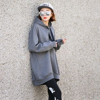 Seoul Fashion Hooded Brushed-Fleece Pullover Dress