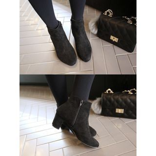 hellopeco Zip-Side Faux-Suede Ankle Boots