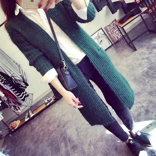 Lucy Girl Cable Knit Open Front Long Jacket